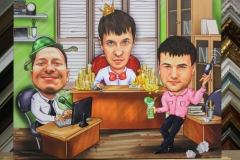 шарж трое