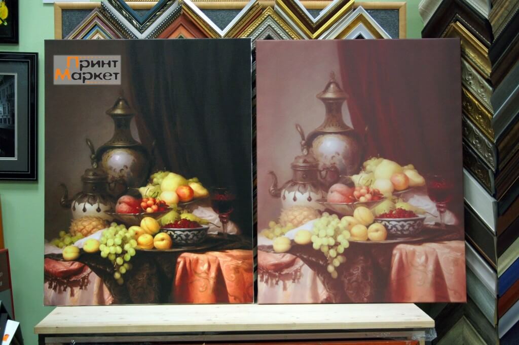 разница печати на холсте пигментными и экосольвентными чернилами 